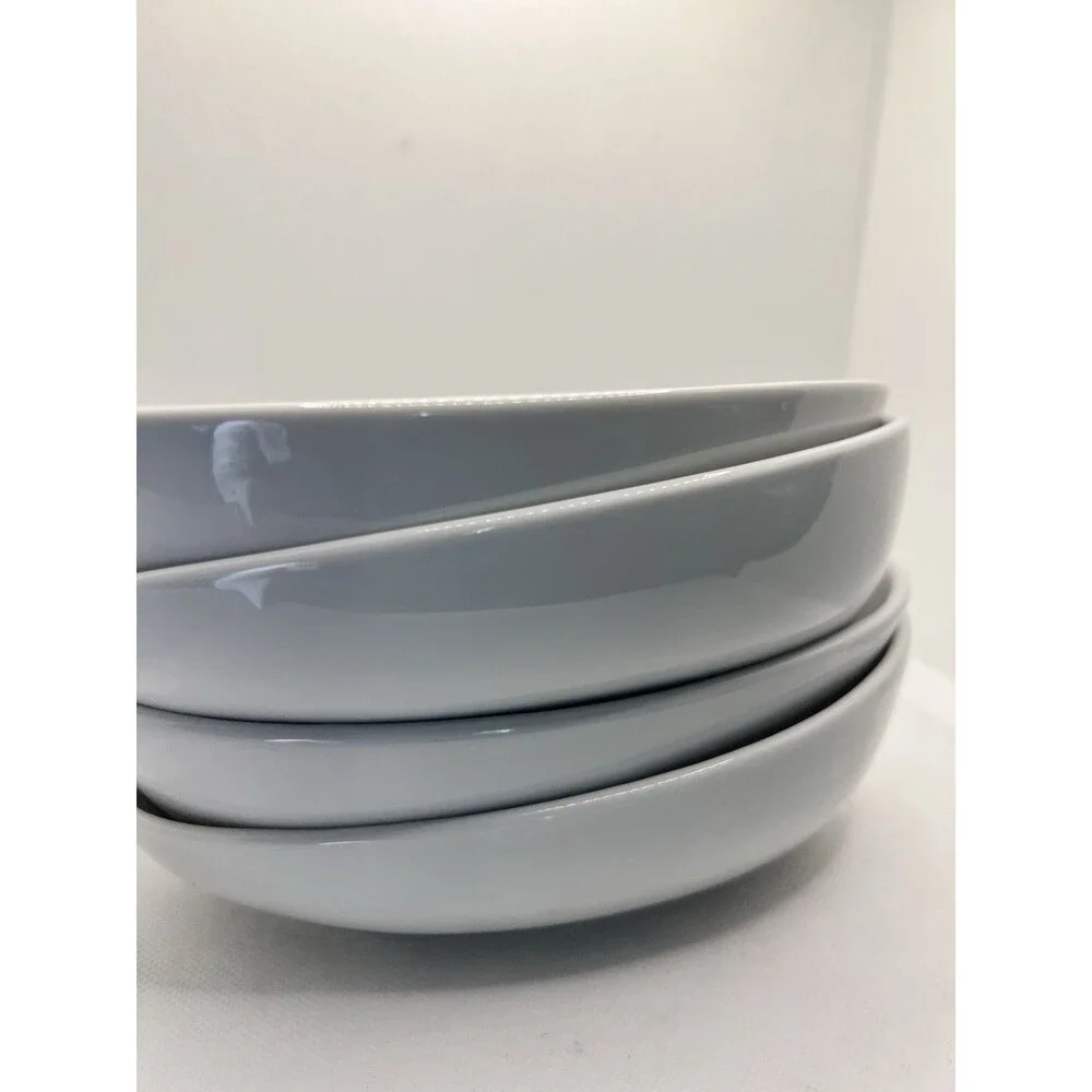 4 CB2 Crate & Barrel White Porcelain egg Shaped oblong oval abstract modern bowl